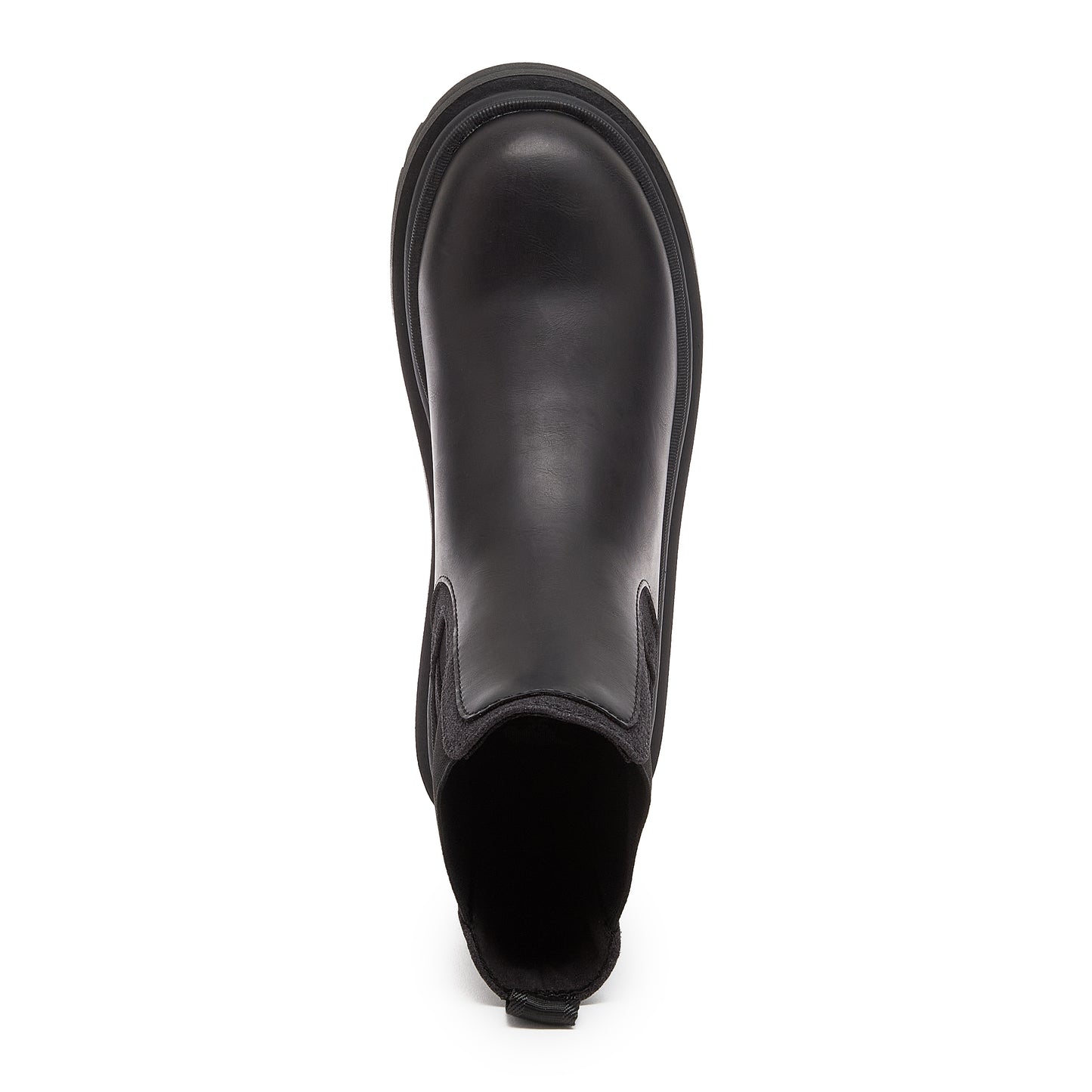 Drake Black Boots black boots top view showing rounded toe, opening and back pull tab