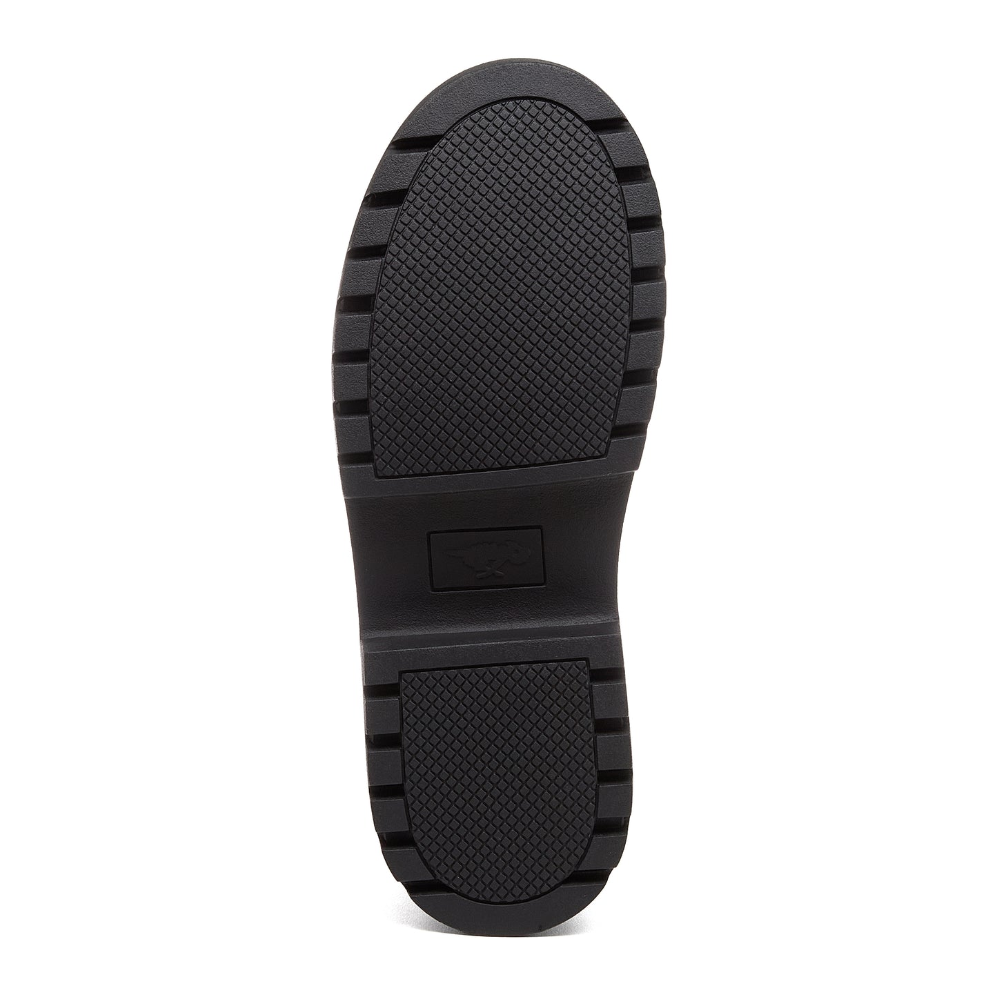 Drake Black Boots black boots sole view showing black tread pattern and Rocket Dog logo detail