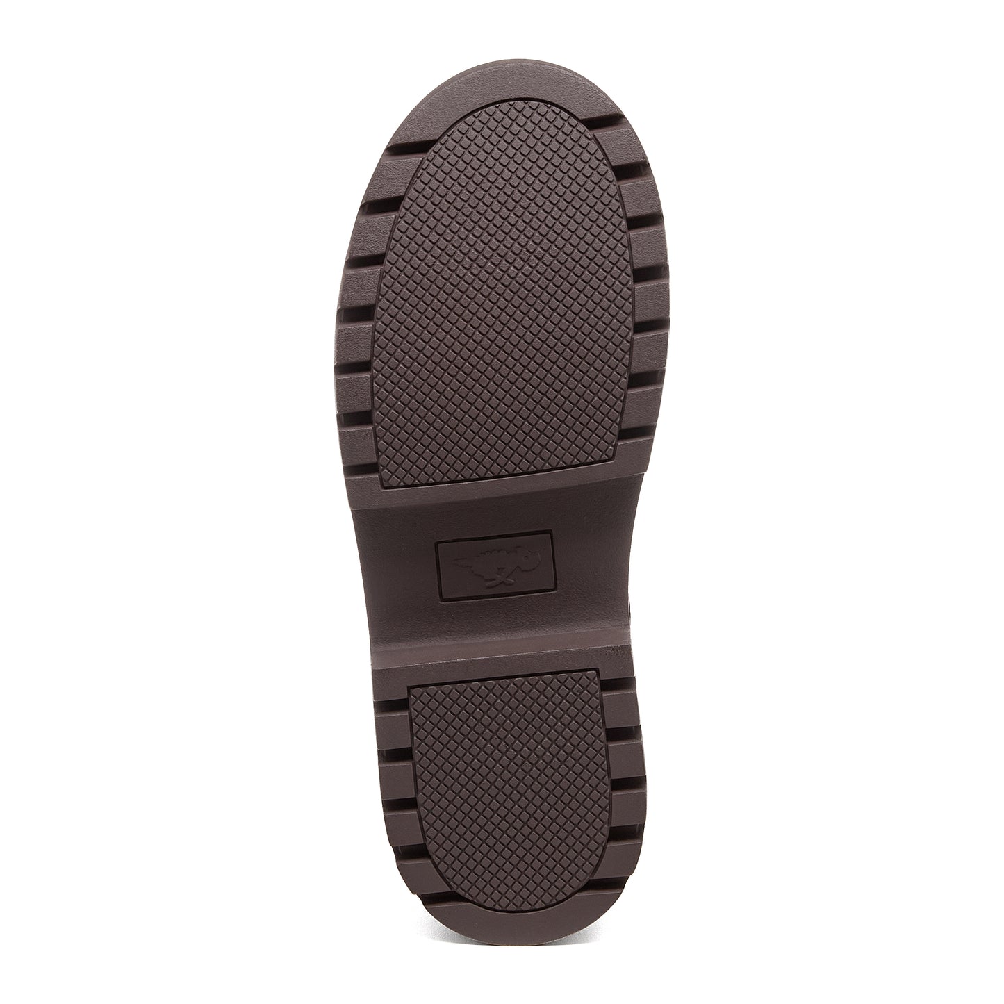 Drake Dark Brown Boots sole view showing tread pattern and Rocket Dog logo detail