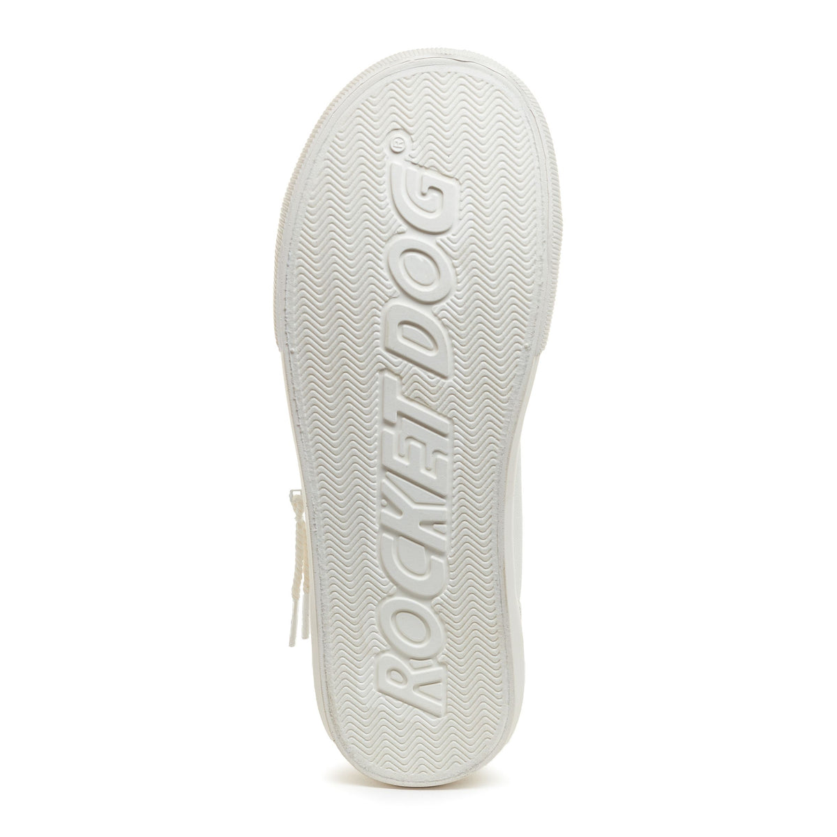 White outsole of the Rocket Dog Jazzin all white high top trainer
