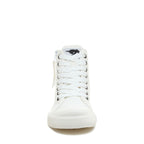 Toe view of the Jazzin all white high top trainer