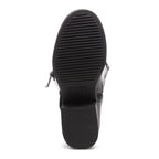 Fillie Black Boots sole view showing black treaded sole and block heel