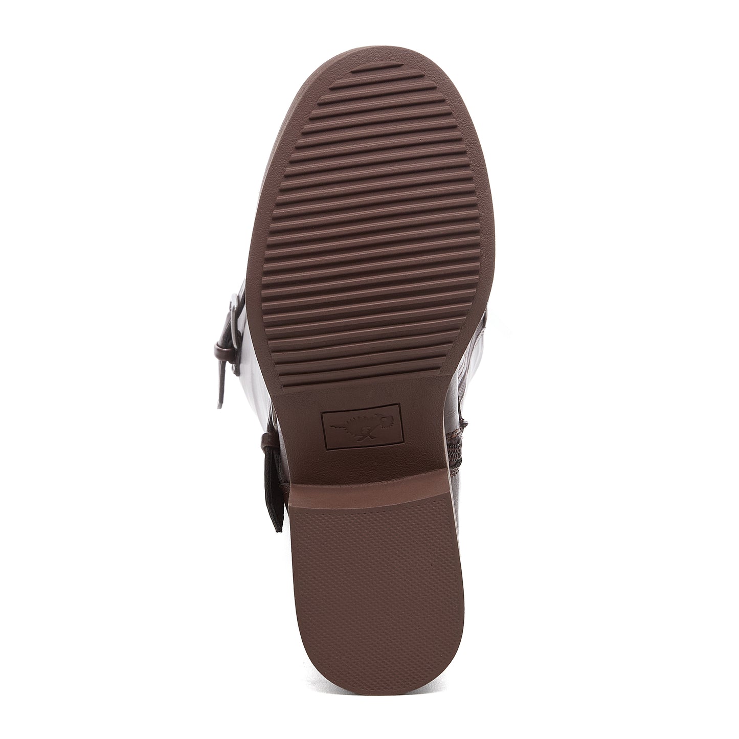 Fillie Dark Brown Boots sole view showing treaded brown sole and Rocket Dog logo