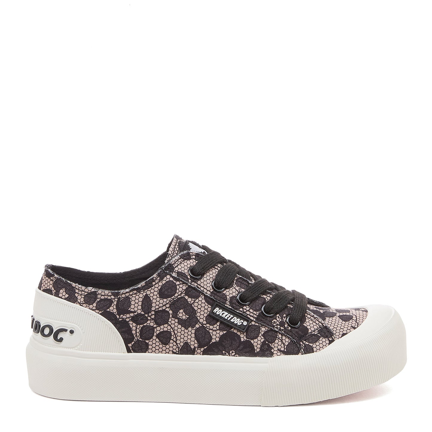 Jazzin Plus Black Floral Lace Trainers