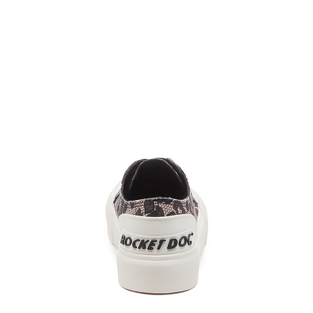 Jazzin Plus Black Floral Lace Trainers