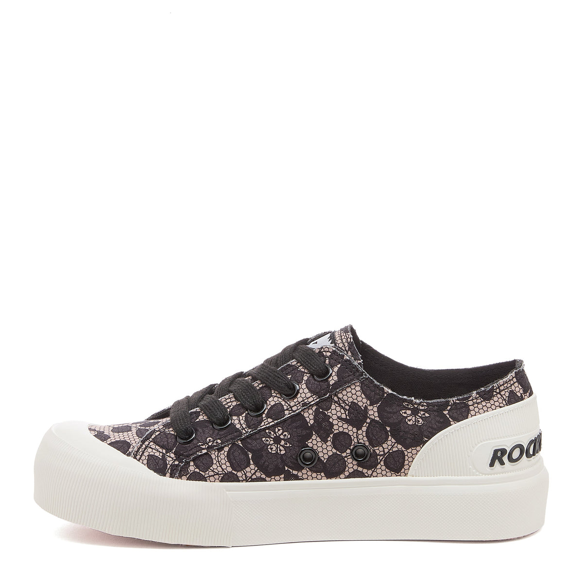 Jazzin Plus Black Floral Lace Trainers