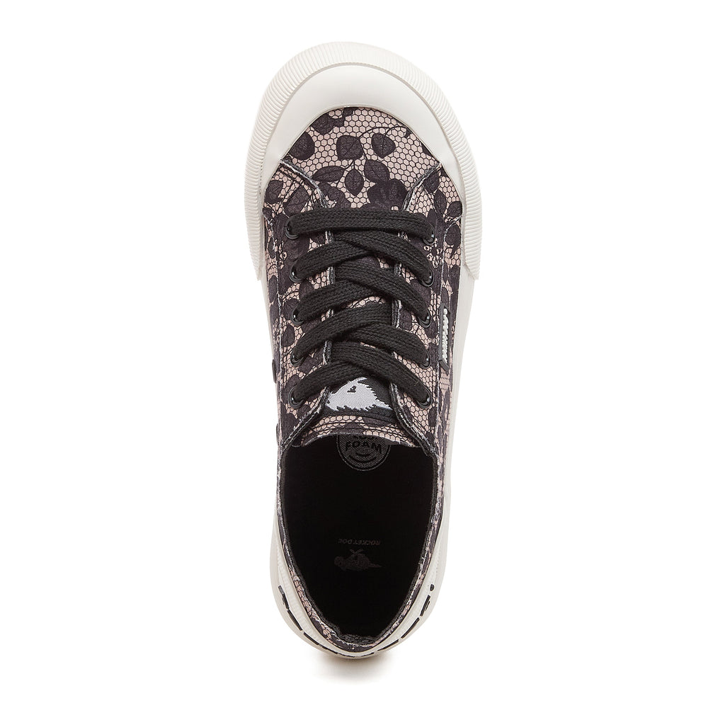 Jazzin Plus Black Floral Lace Trainers