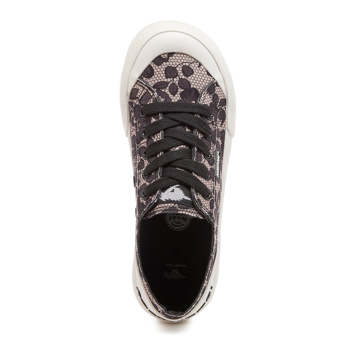 Jazzin Plus Black Floral Lace Trainers