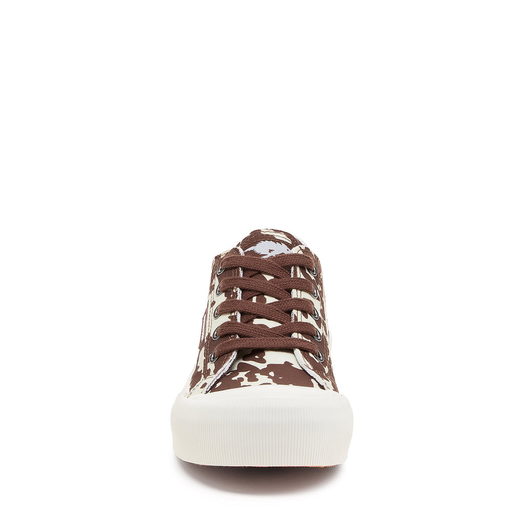 Jazzin Plus Brown Cow Print Trainers