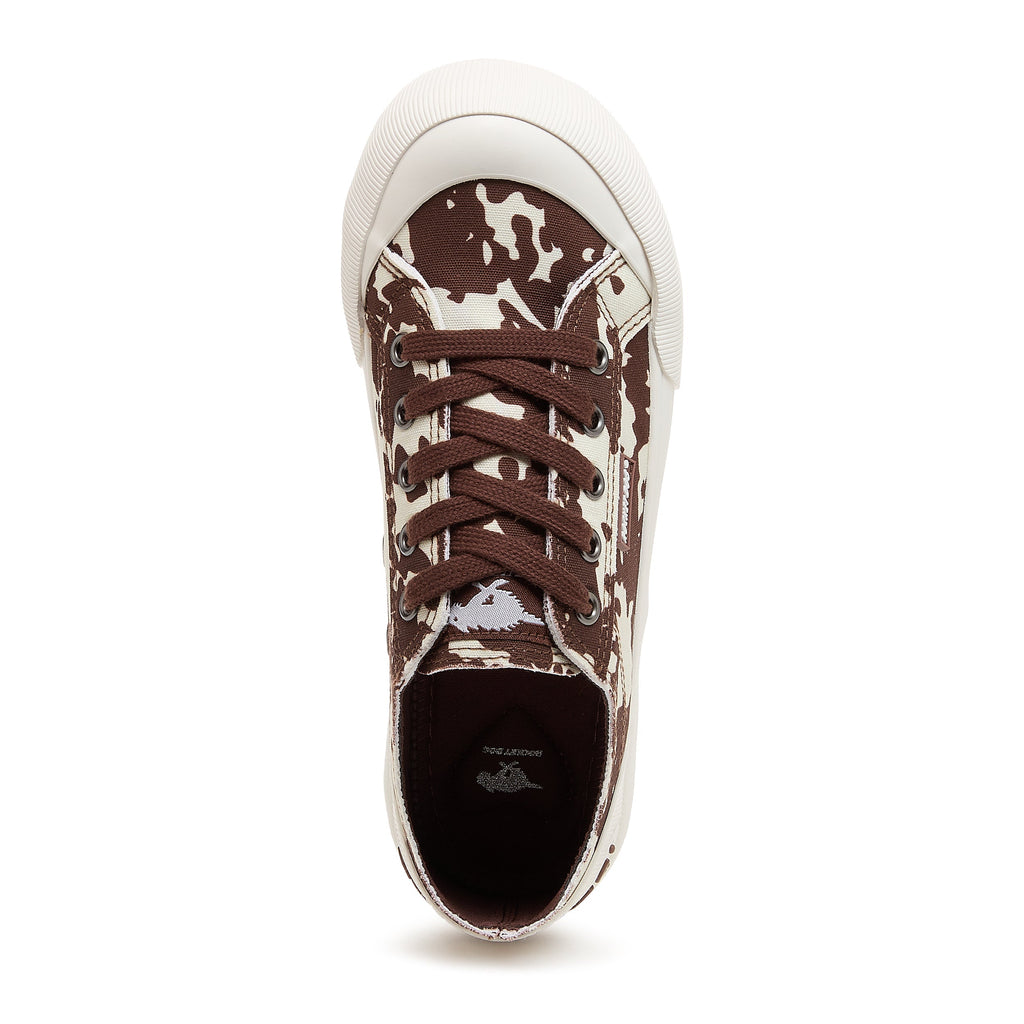 Jazzin Plus Brown Cow Print Trainers