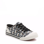 Jazzin Black Grey Floral Trainers