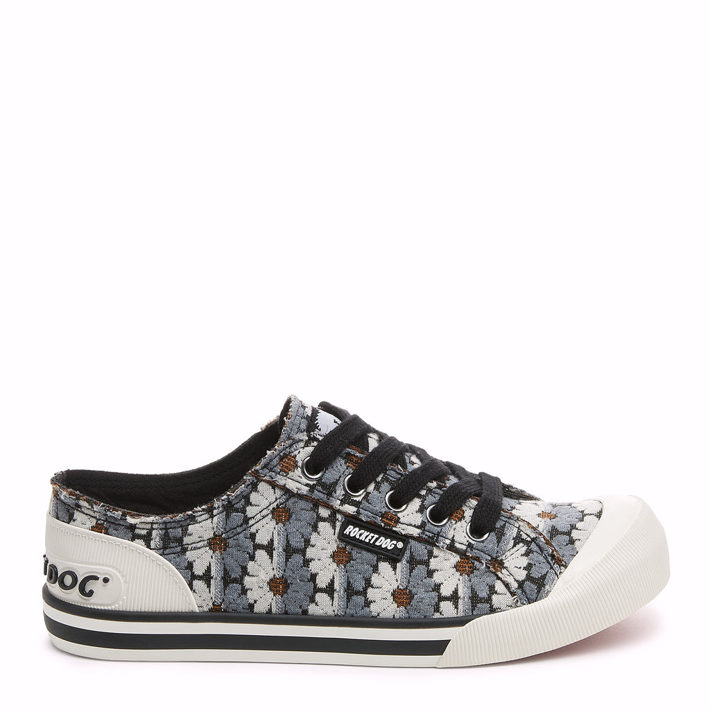 Jazzin Black Grey Floral Trainers