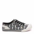 Jazzin Black Grey Floral Trainers