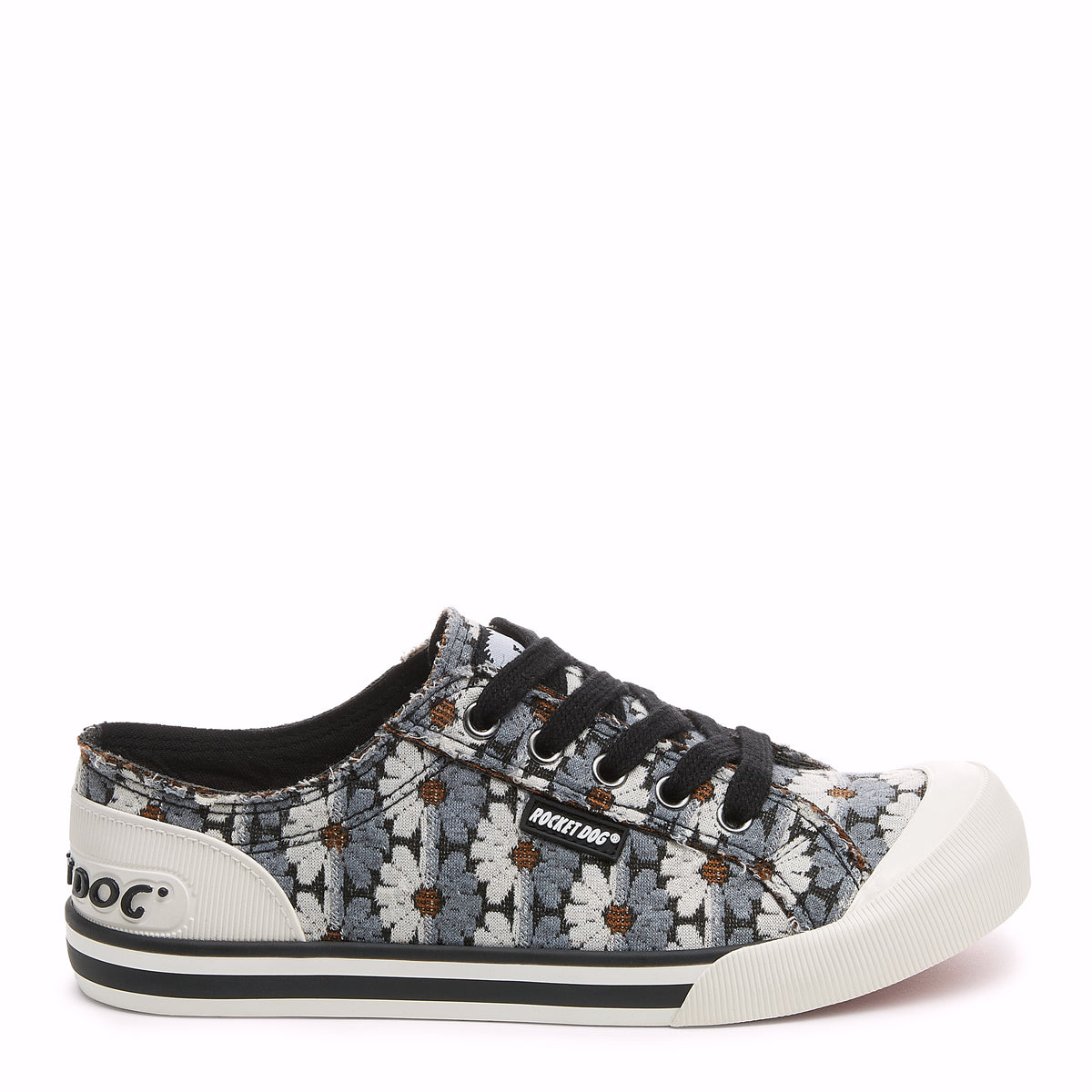 Jazzin Black Grey Floral Trainers