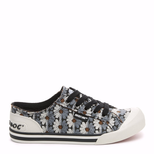 Jazzin Black Grey Floral Trainers