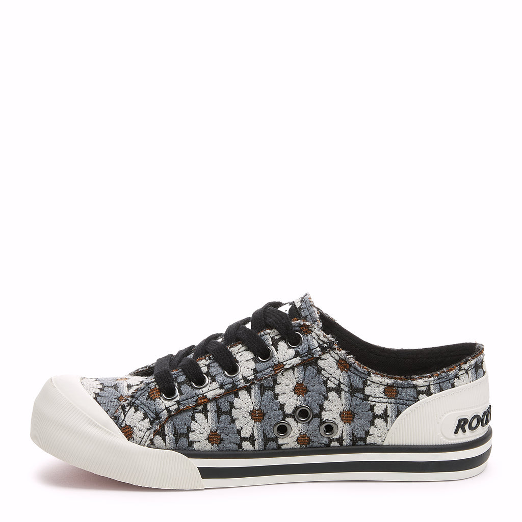 Jazzin Black Grey Floral Trainers