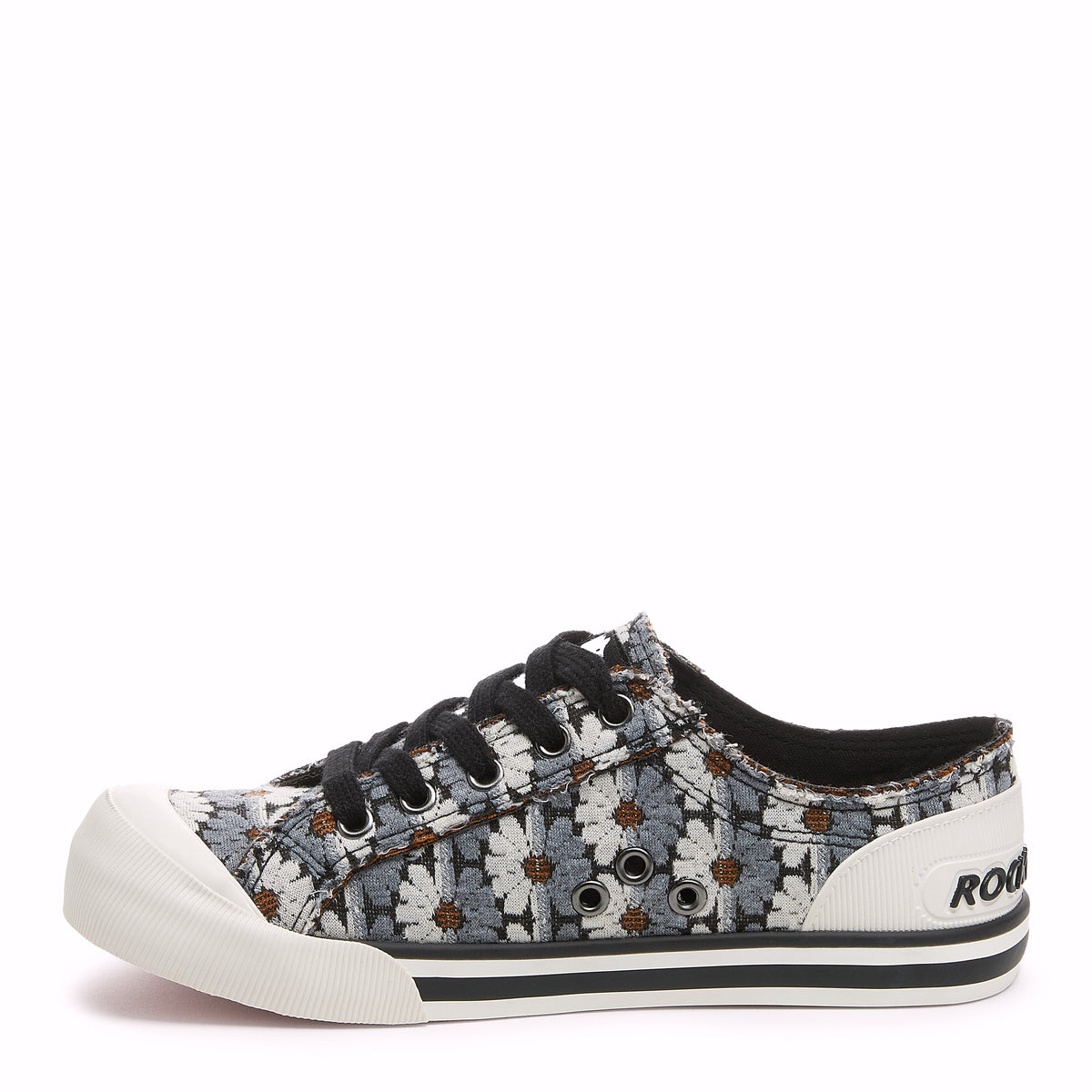 Jazzin Black Grey Floral Trainers