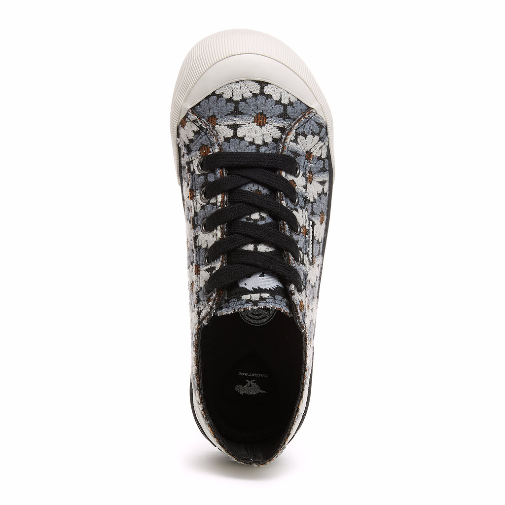 Jazzin Black Grey Floral Trainers