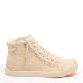 Side view of the Rocket Dog Jazzin natural corduroy high top trainer, cream corduroy upper
