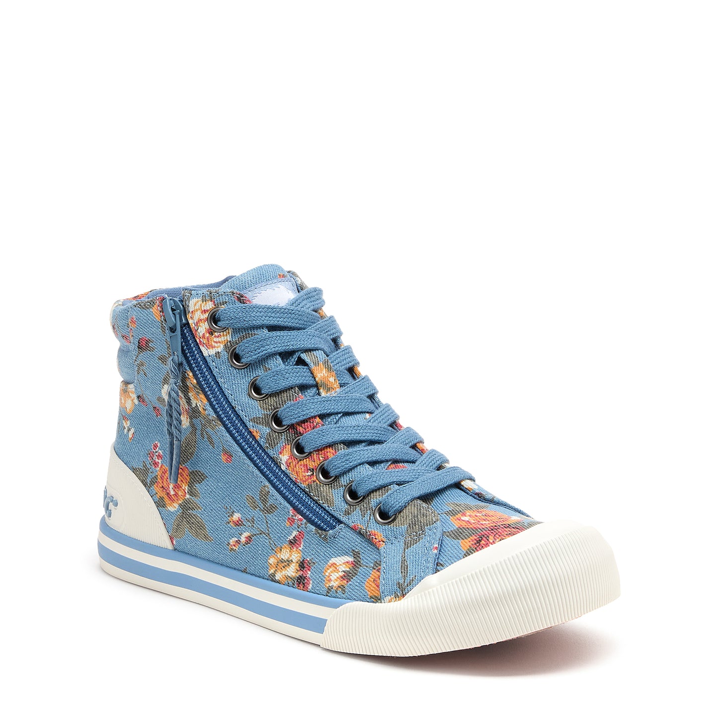 Jazzin Blue Floral Print High-top Trainers