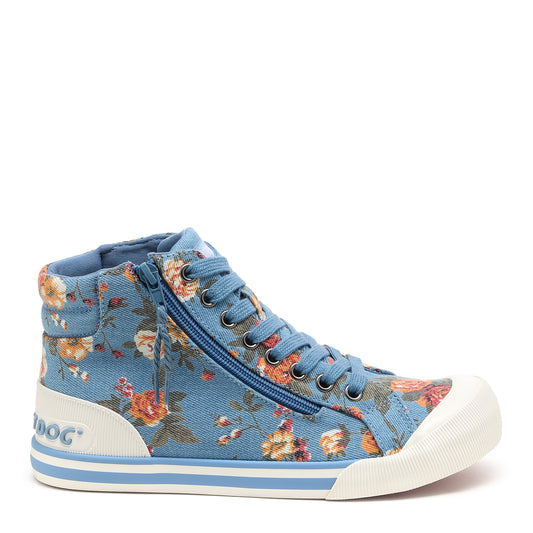Jazzin Blue Floral Print High-top Trainers