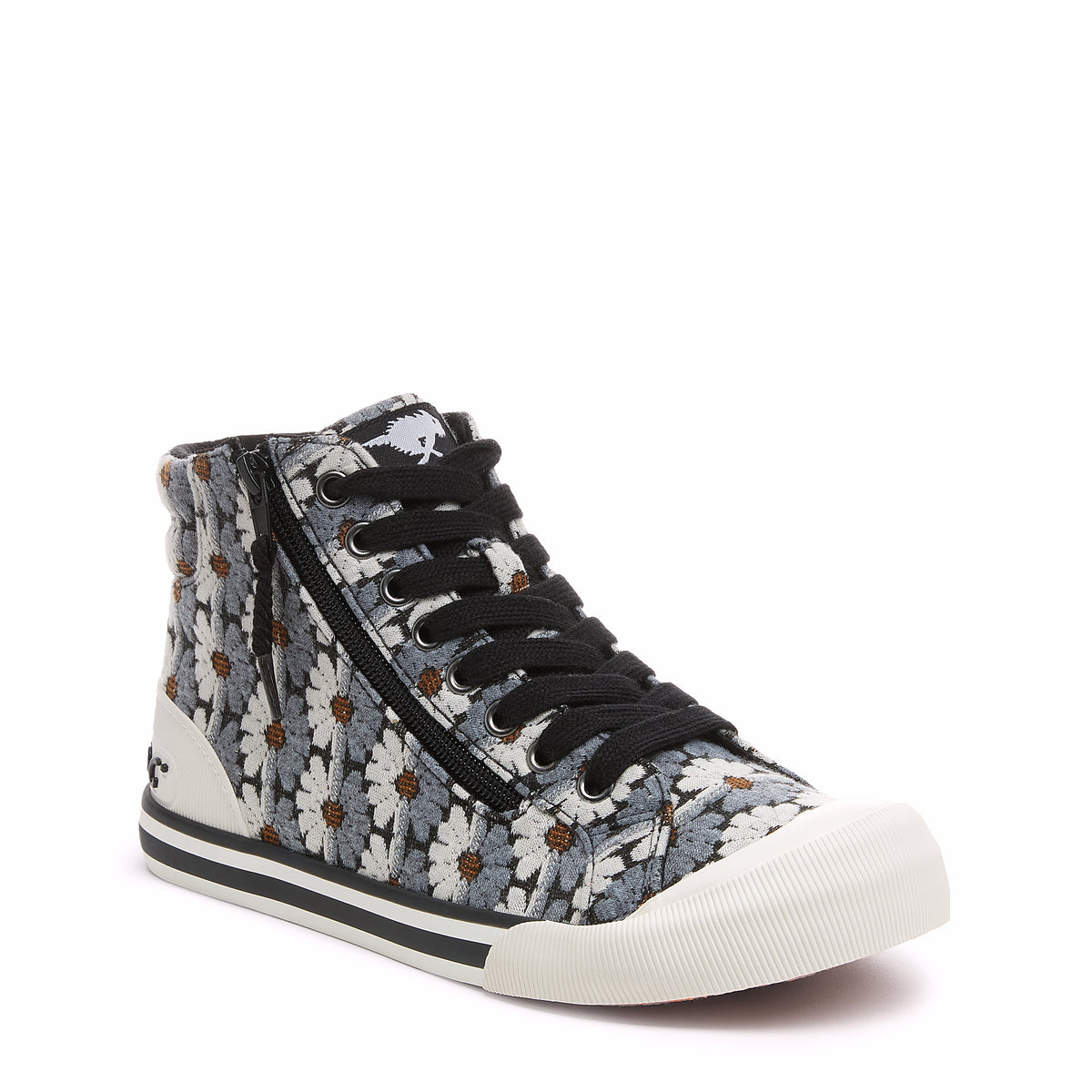 Jazzin Black Grey Floral High-top Trainers