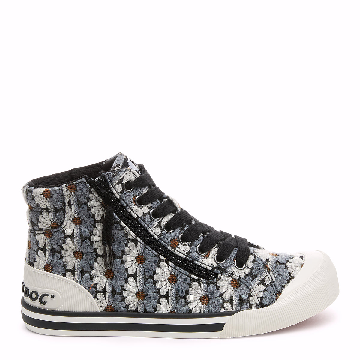 Jazzin Black Grey Floral High-top Trainers