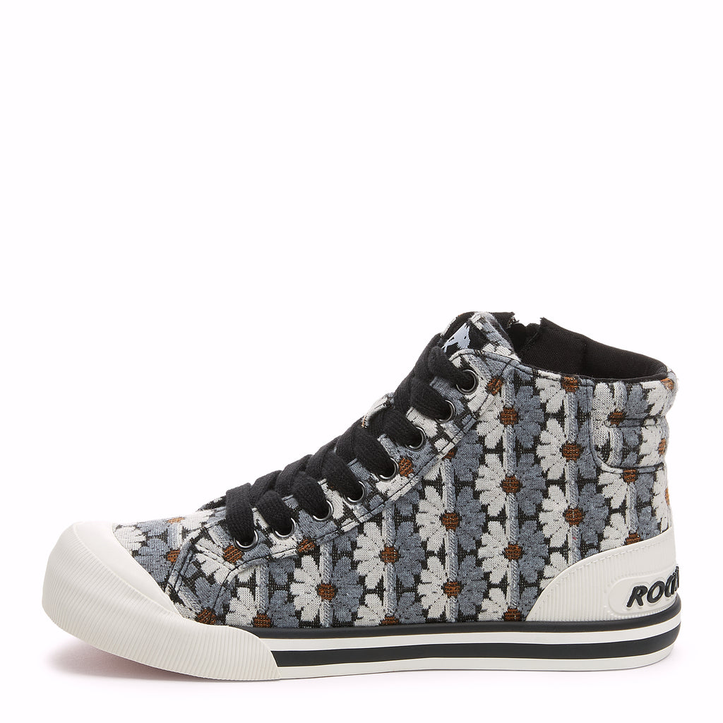 Jazzin Black Grey Floral High-top Trainers