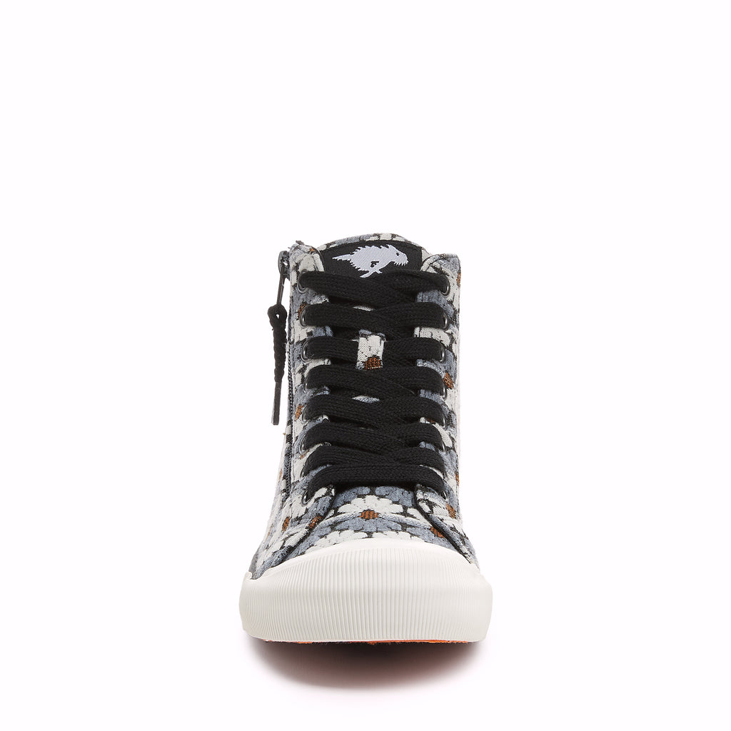 Jazzin Black Grey Floral High-top Trainers