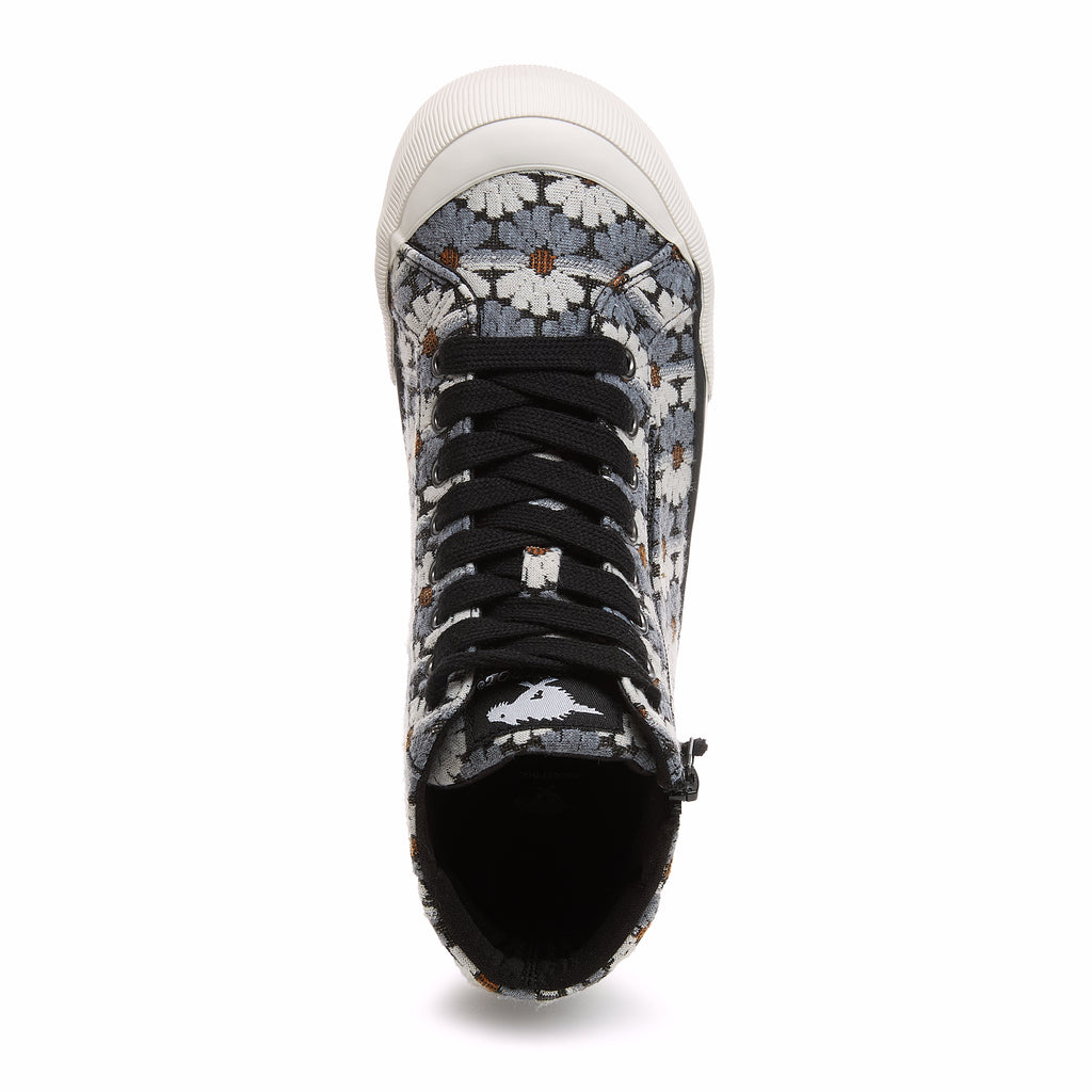 Jazzin Black Grey Floral High-top Trainers