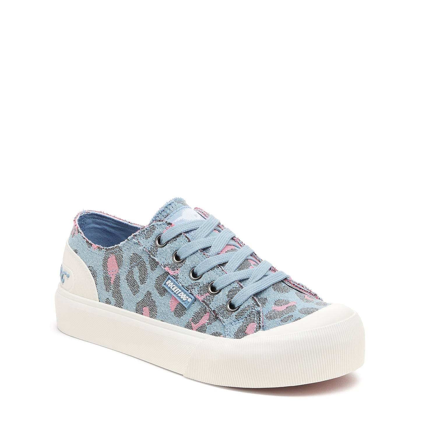 Jazzin Plus Light Blue Leopard Print Trainers