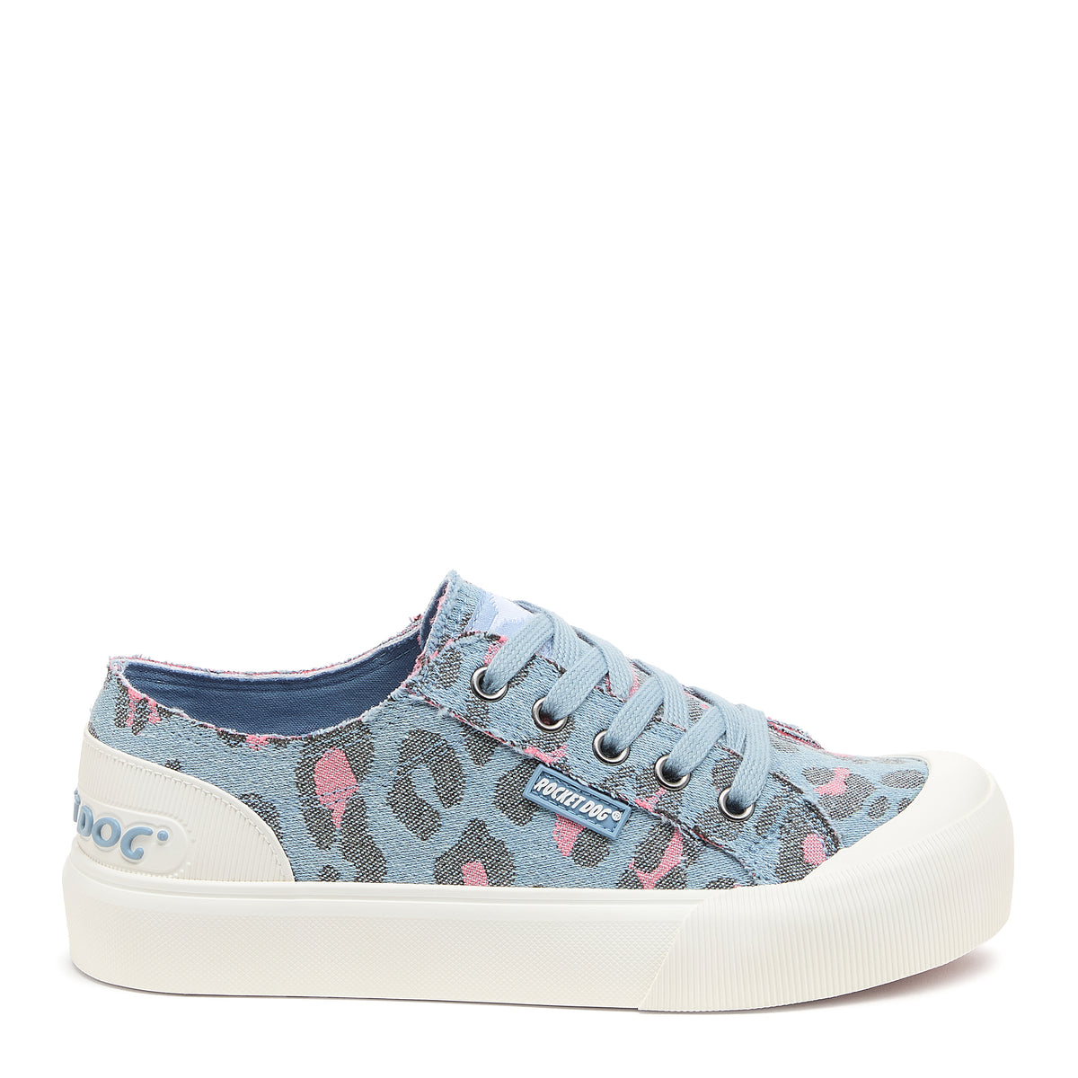 Jazzin Plus Light Blue Leopard Print Trainers