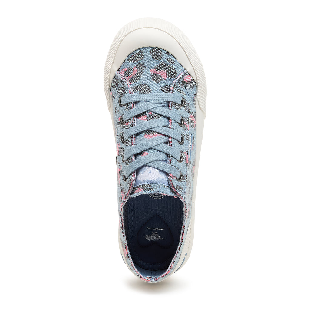 Jazzin Plus Light Blue Leopard Print Trainers