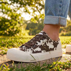 Jazzin Plus Brown Cow Print Trainers