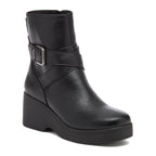 Jimmy Black Boots black boots front angled view showing buckle strap detail and rounded toe