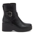 Jimmy Black Boots black boots side view showing buckle strap, ankle height and raised heel