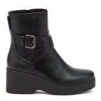 Jimmy Black Boots black boots side view showing buckle strap, ankle height and raised heel