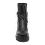 Jimmy Black Boots black boots front angled view showing buckle strap detail and rounded toe