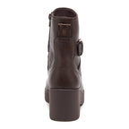 Jimmy Brown Boots dark brown boots back view with pull tab, zip and buckle detail