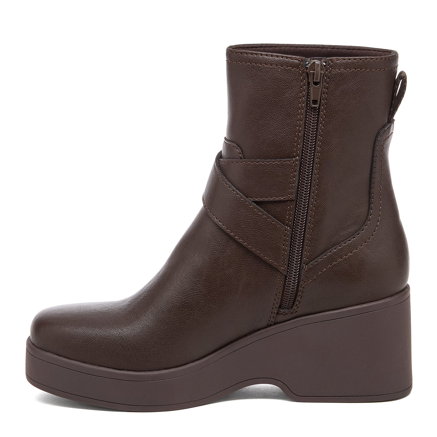Jimmy Brown Boots dark brown boots side view showing side zip and raised heel