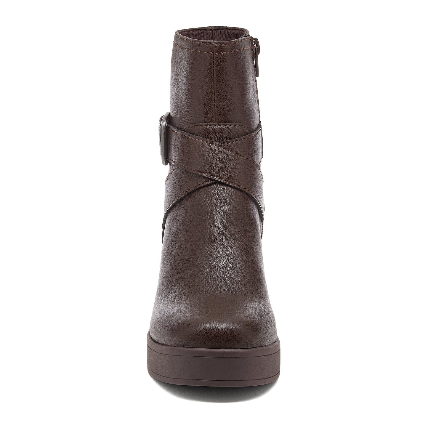 Jimmy Brown Boots dark brown boots front view with crossed strap detail