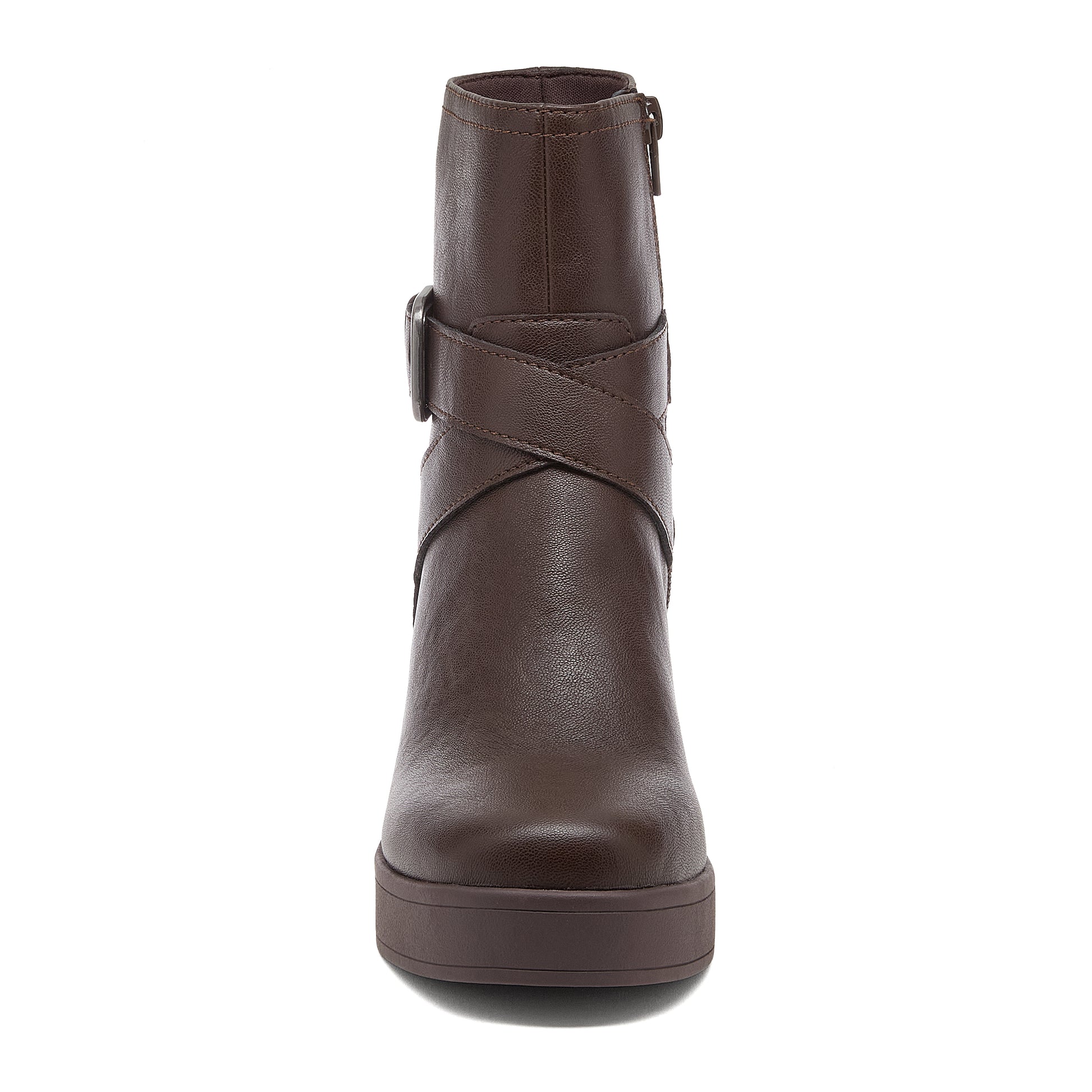 Jimmy Brown Boots dark brown boots front view with crossed strap detail