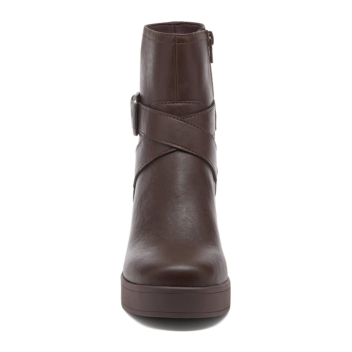 Jimmy Brown Boots dark brown boots front view with crossed strap detail