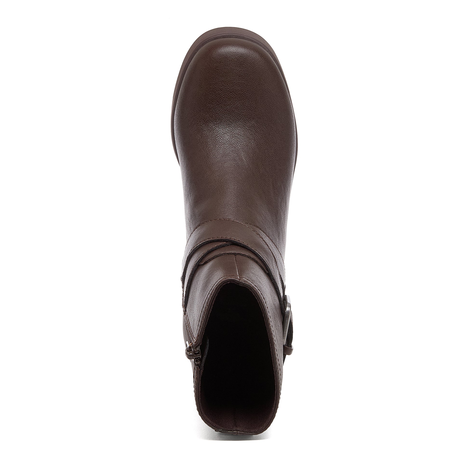 Jimmy Brown Boots dark brown boots top view showing rounded toe and ankle opening