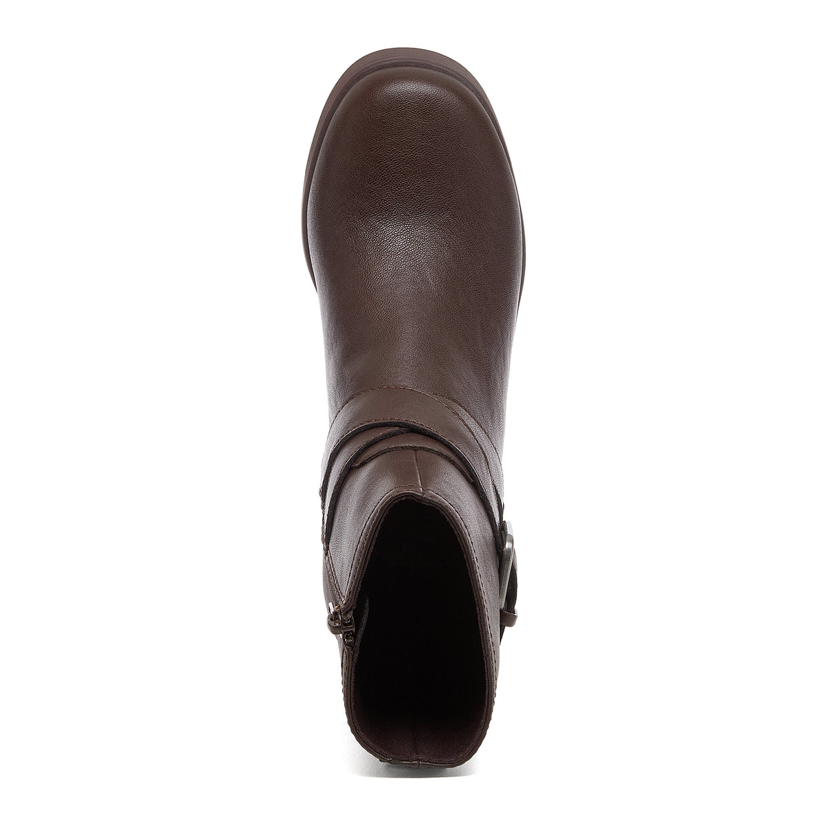 Jimmy Brown Boots dark brown boots top view showing rounded toe and ankle opening