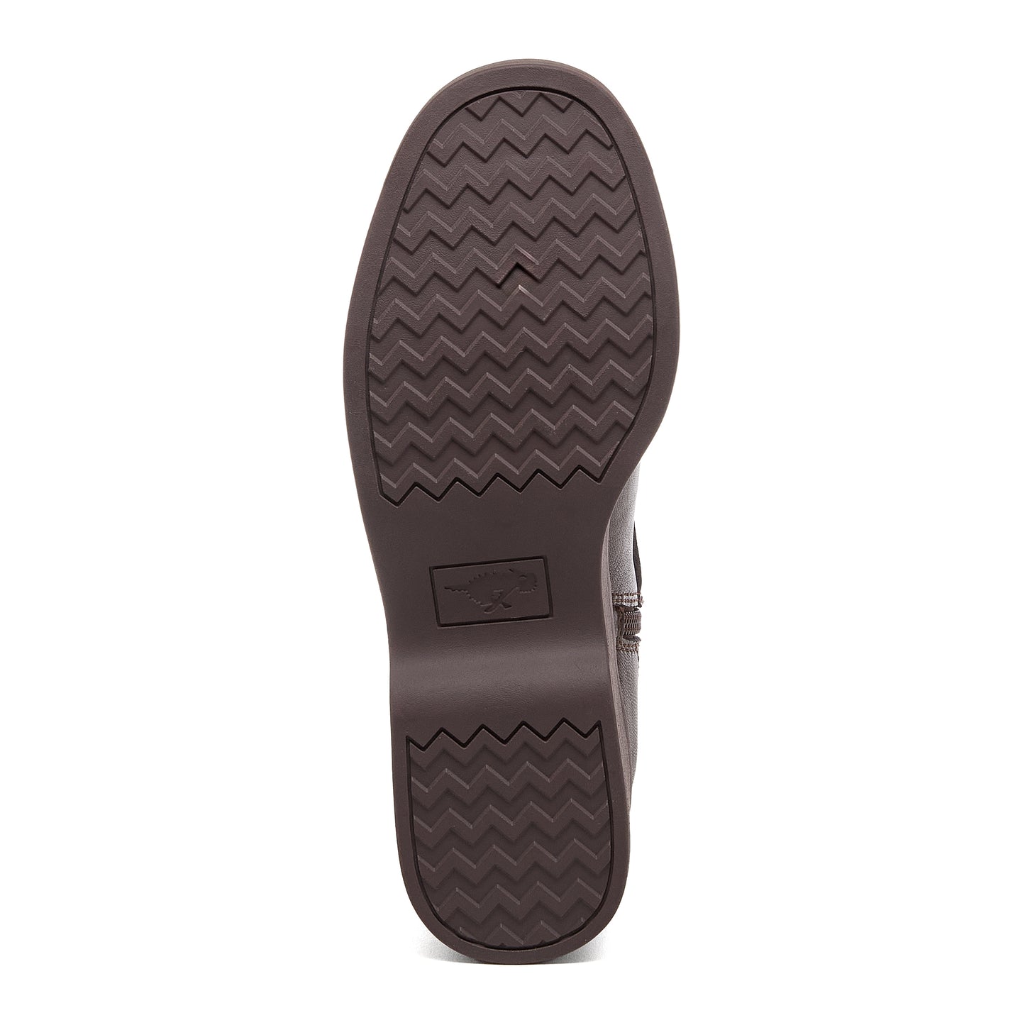 Jimmy Brown Boots dark brown boots sole view showing chevron tread pattern