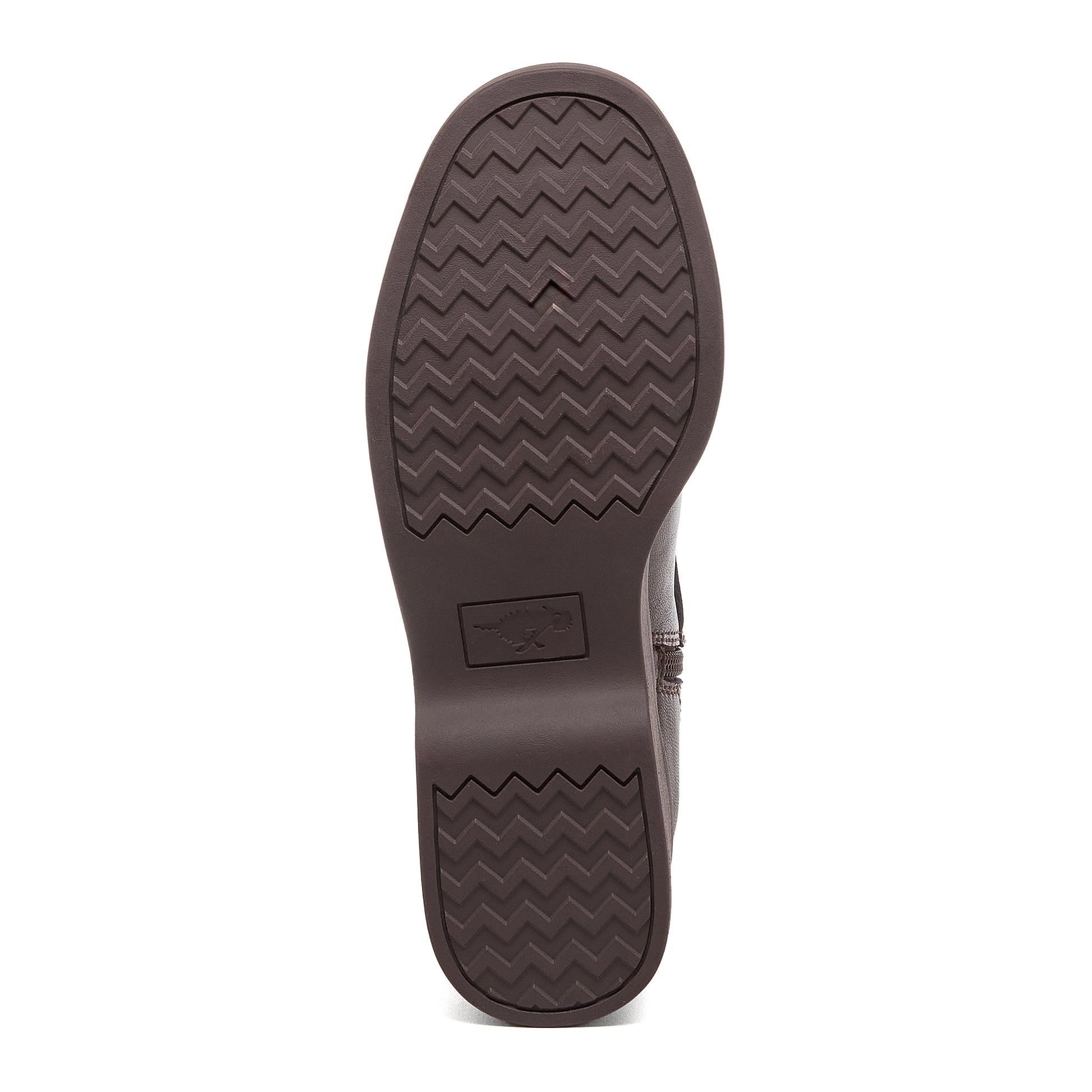 Jimmy Brown Boots dark brown boots sole view showing chevron tread pattern