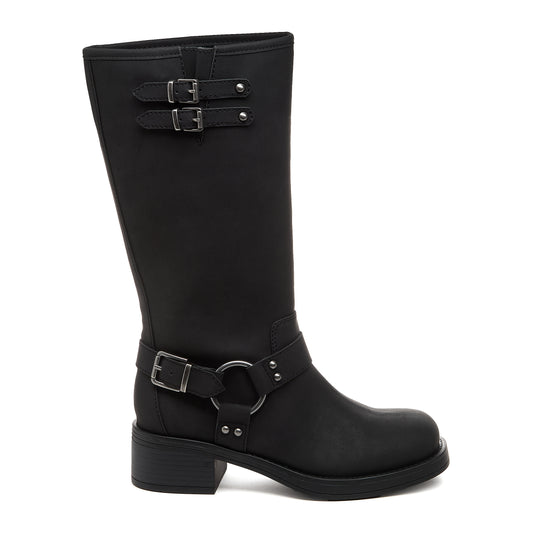 Nash Black Tall Biker Boots