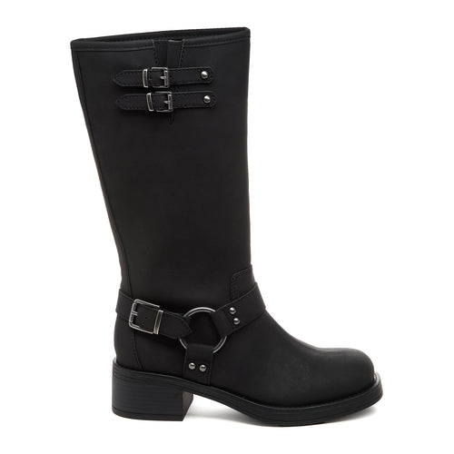 Nash Black Tall Biker Boots