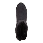Niche Black Cuffed Boots top view showing rounded toe, open cuff and faux fur trim